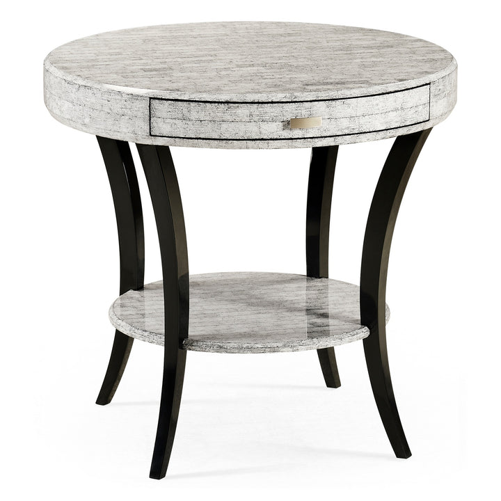 Round Side Table with Drawer Oriental - Smoke Eggshell