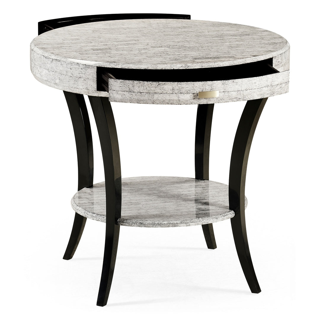 Round Side Table with Drawer Oriental - Smoke Eggshell