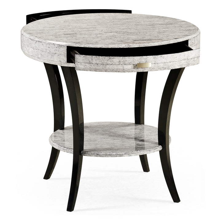 Round Side Table with Drawer Oriental - Smoke Eggshell