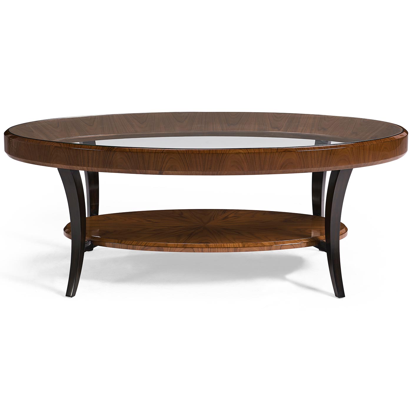 Oval Coffee Table Glass Topped High Lustre - Jonathan Charles