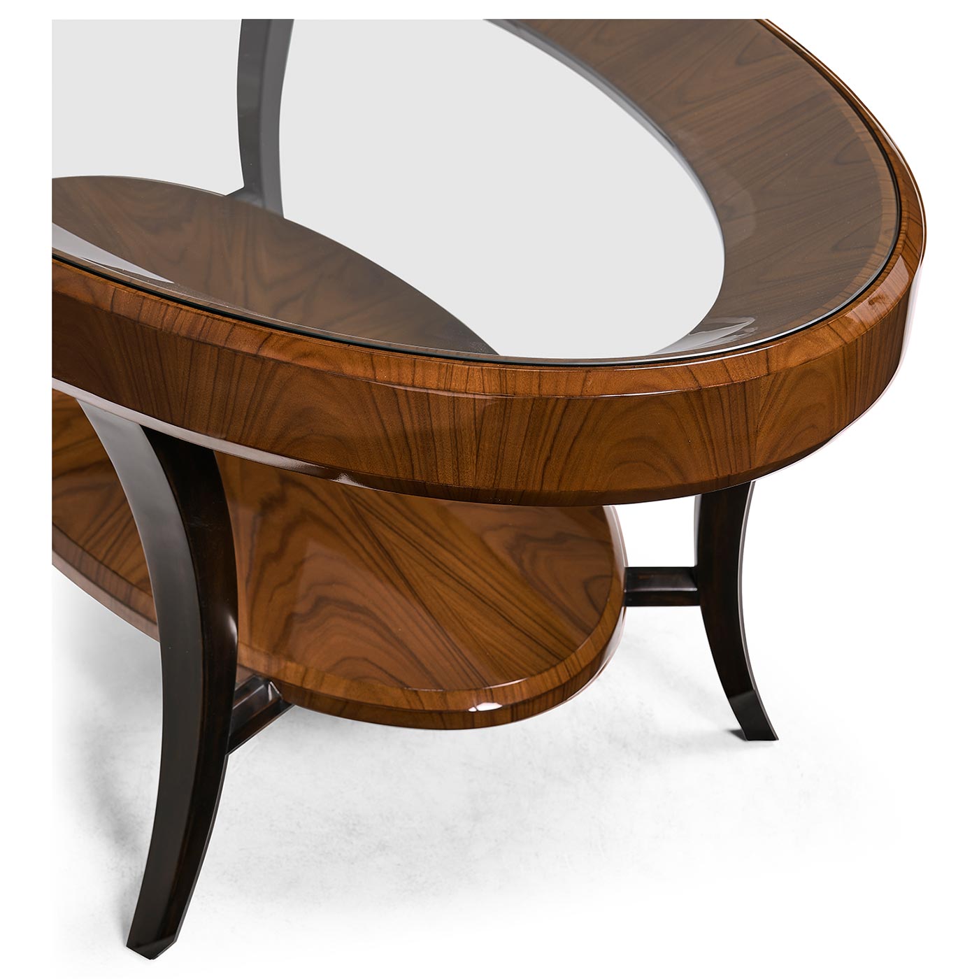 Oval Coffee Table Glass Topped High Lustre - Jonathan Charles