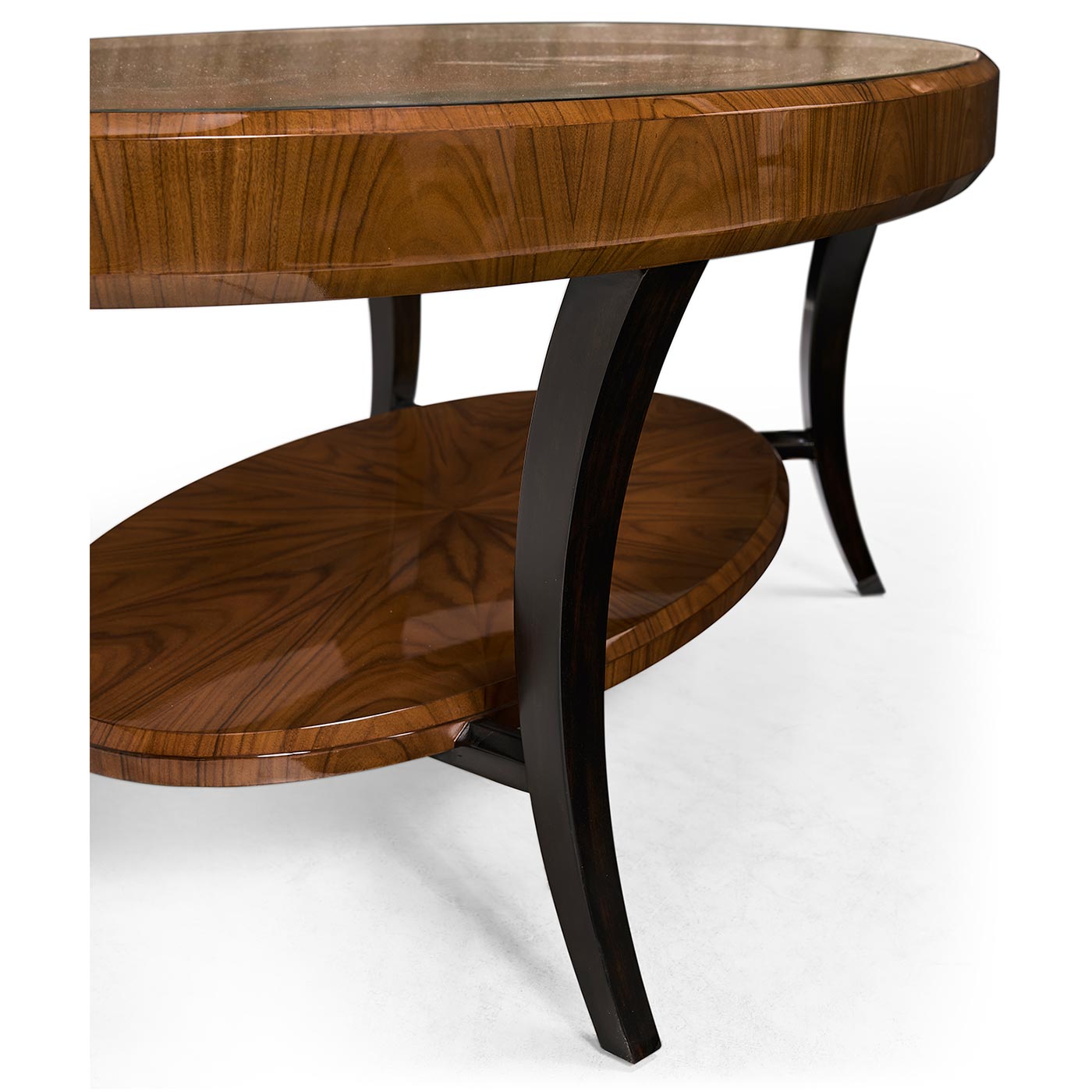 Oval Coffee Table Glass Topped High Lustre - Jonathan Charles