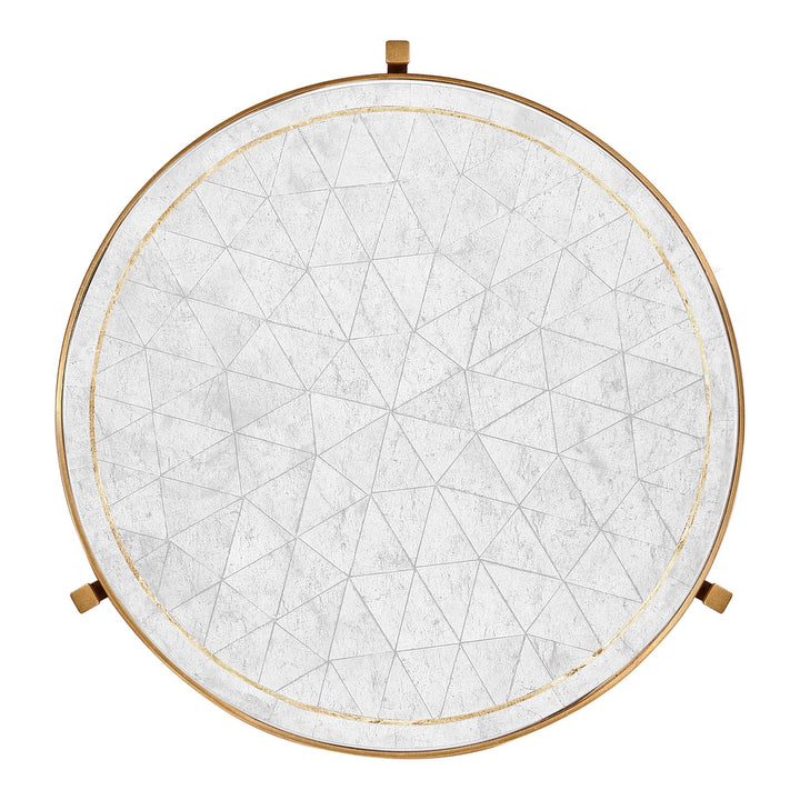 Large Round Lamp Table Contemporary in Eglomise - Gilded - Jonathan Charles
