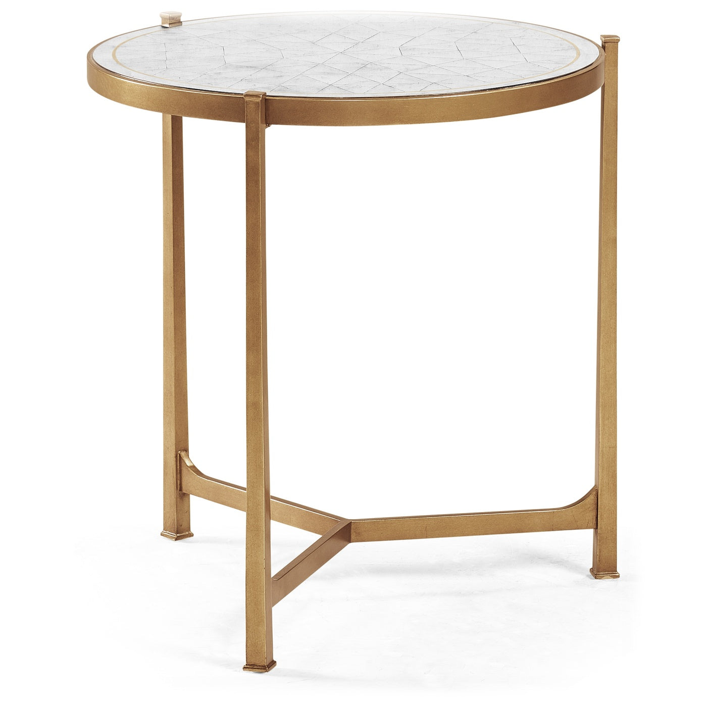 Large Round Lamp Table Contemporary in Eglomise - Gilded - Jonathan Charles