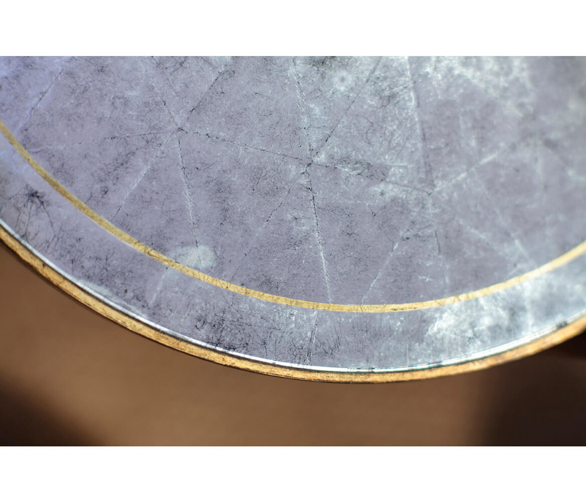 Large Round Lamp Table Contemporary in Eglomise - Gilded