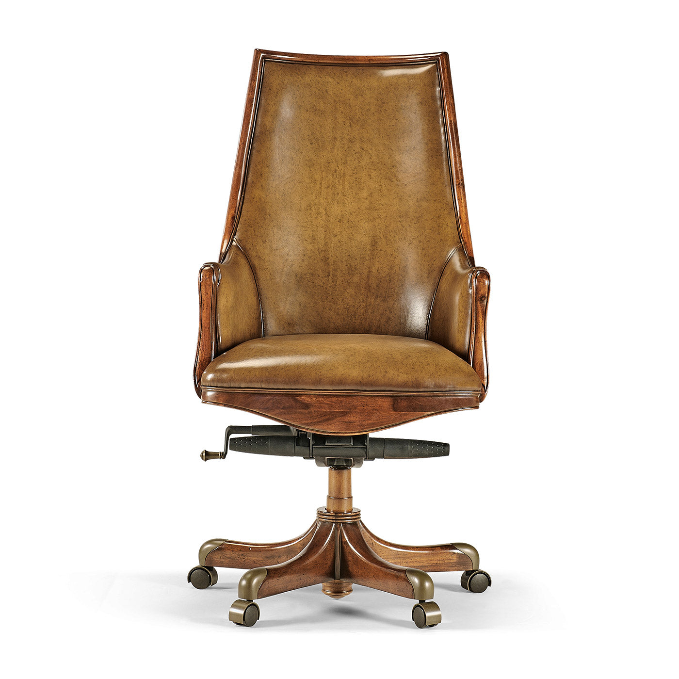 Desk Chair Edwardian High Back - Antique Chestnut Leather - Jonathan Charles