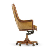 Desk Chair Edwardian High Back - Antique Chestnut Leather - Jonathan Charles