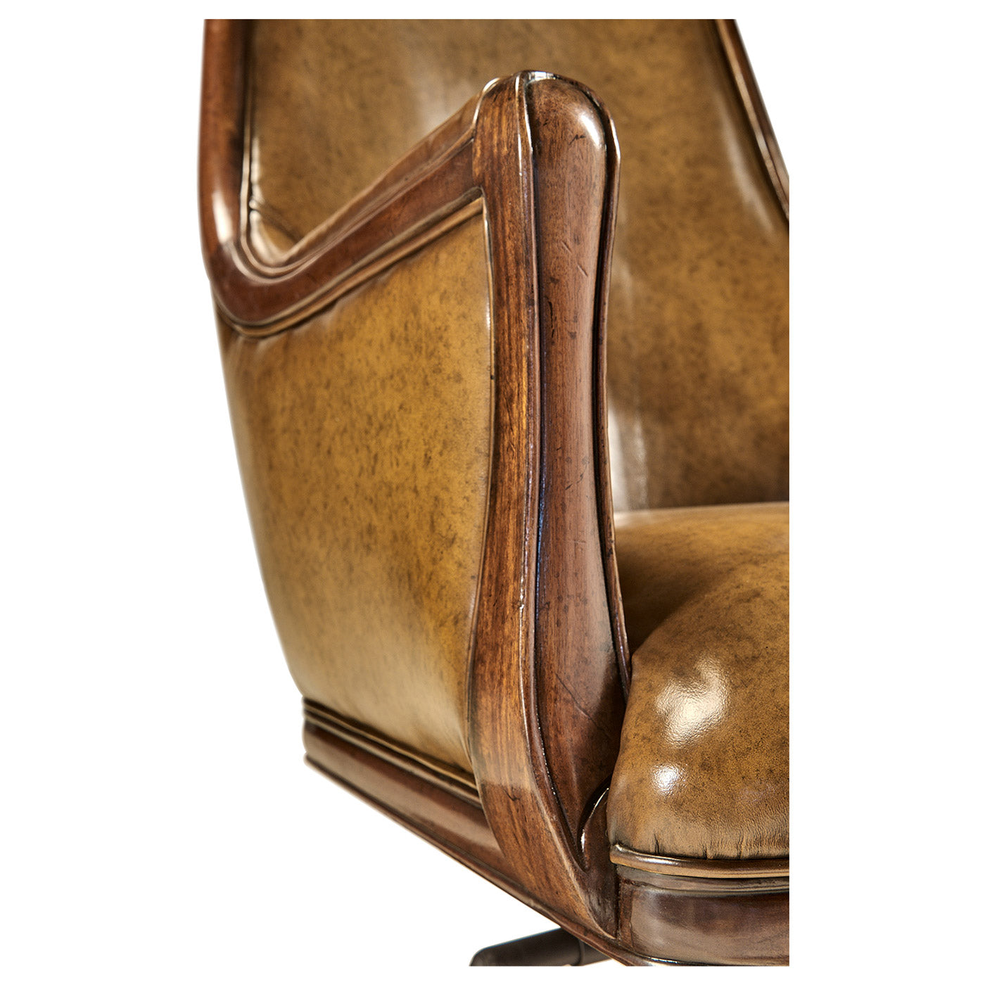Desk Chair Edwardian High Back - Antique Chestnut Leather - Jonathan Charles