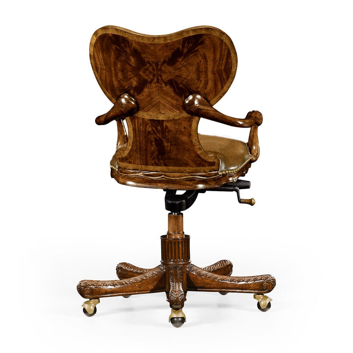 Double Lobed Shaped Mahogany Office Chair