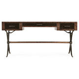 Hammered Iron Bureau Plat with Black Leather Inserts - Jonathan Charles