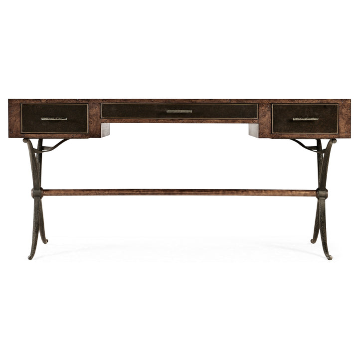 Hammered Iron Bureau Plat with Black Leather Inserts - Jonathan Charles