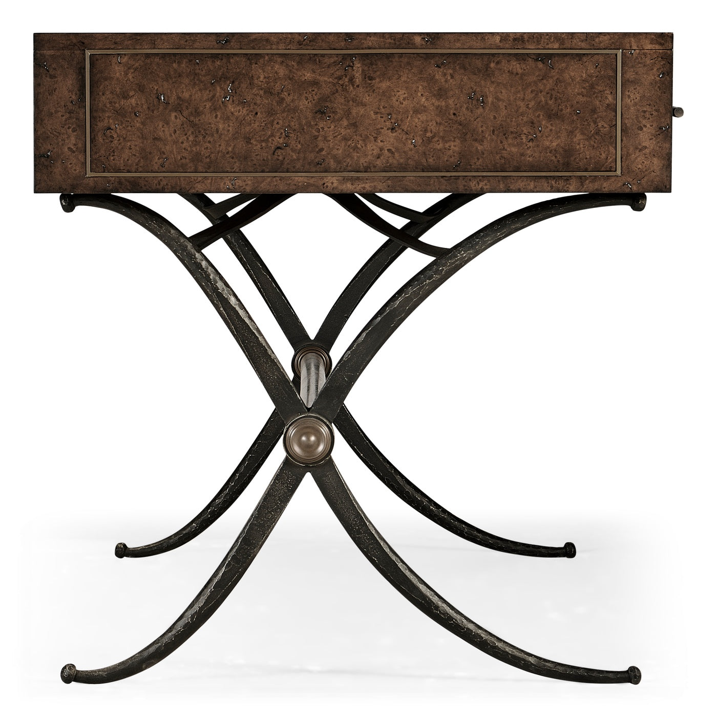 Hammered Iron Bureau Plat with Black Leather Inserts - Jonathan Charles