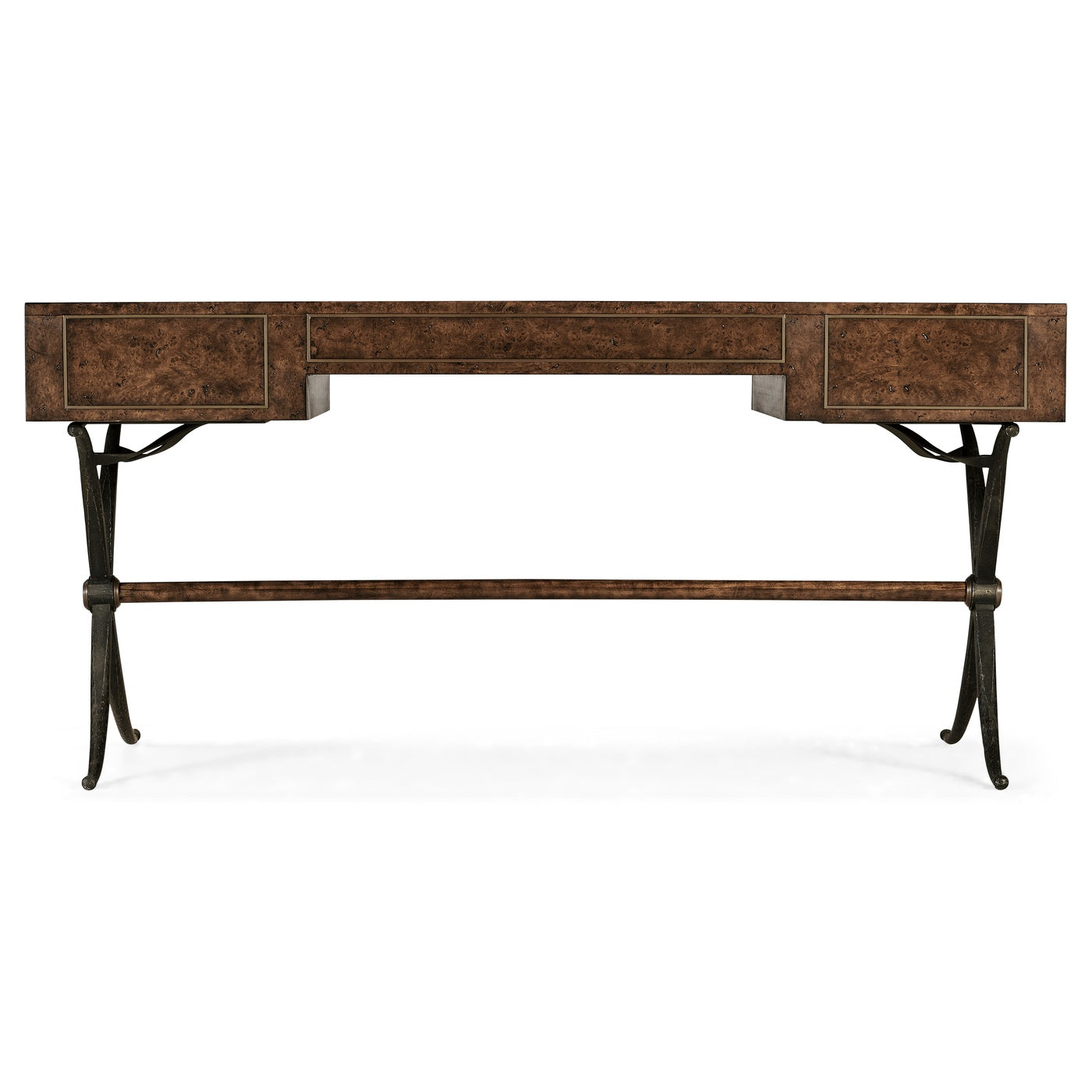 Hammered Iron Bureau Plat with Black Leather Inserts - Jonathan Charles