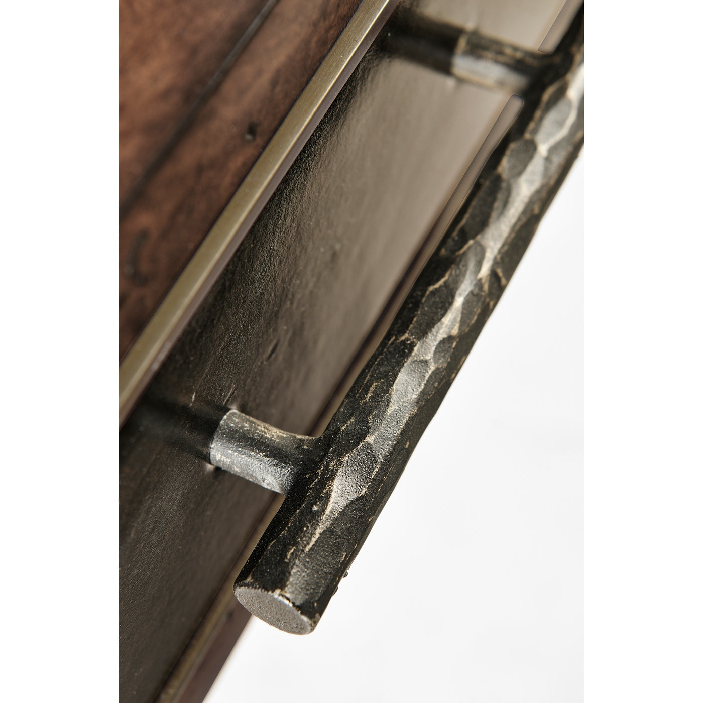 Hammered Iron Bureau Plat with Black Leather Inserts - Jonathan Charles