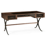 Hammered Iron Bureau Plat with Black Leather Inserts - Jonathan Charles