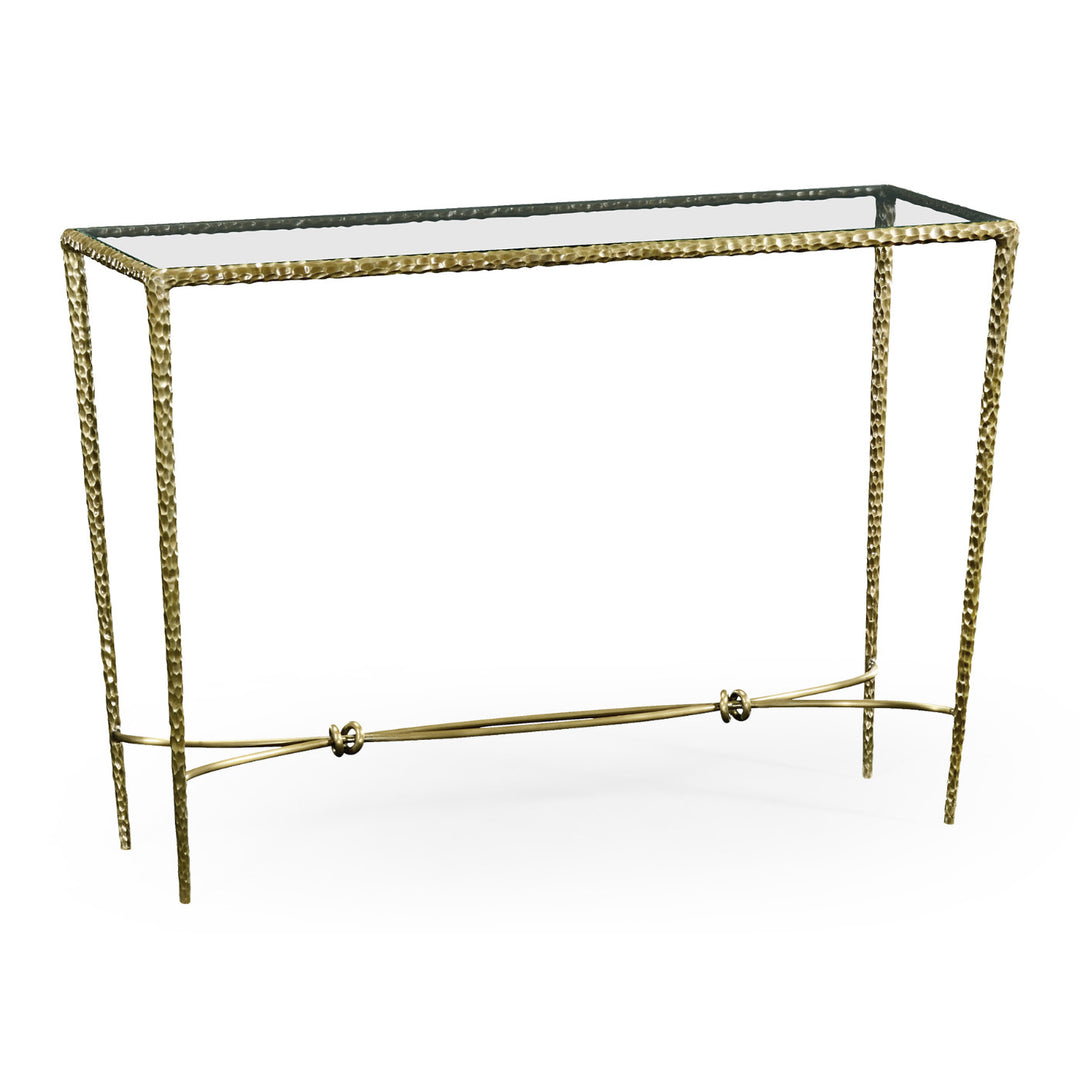 Hammered Console Table in Brass - Jonathan Charles