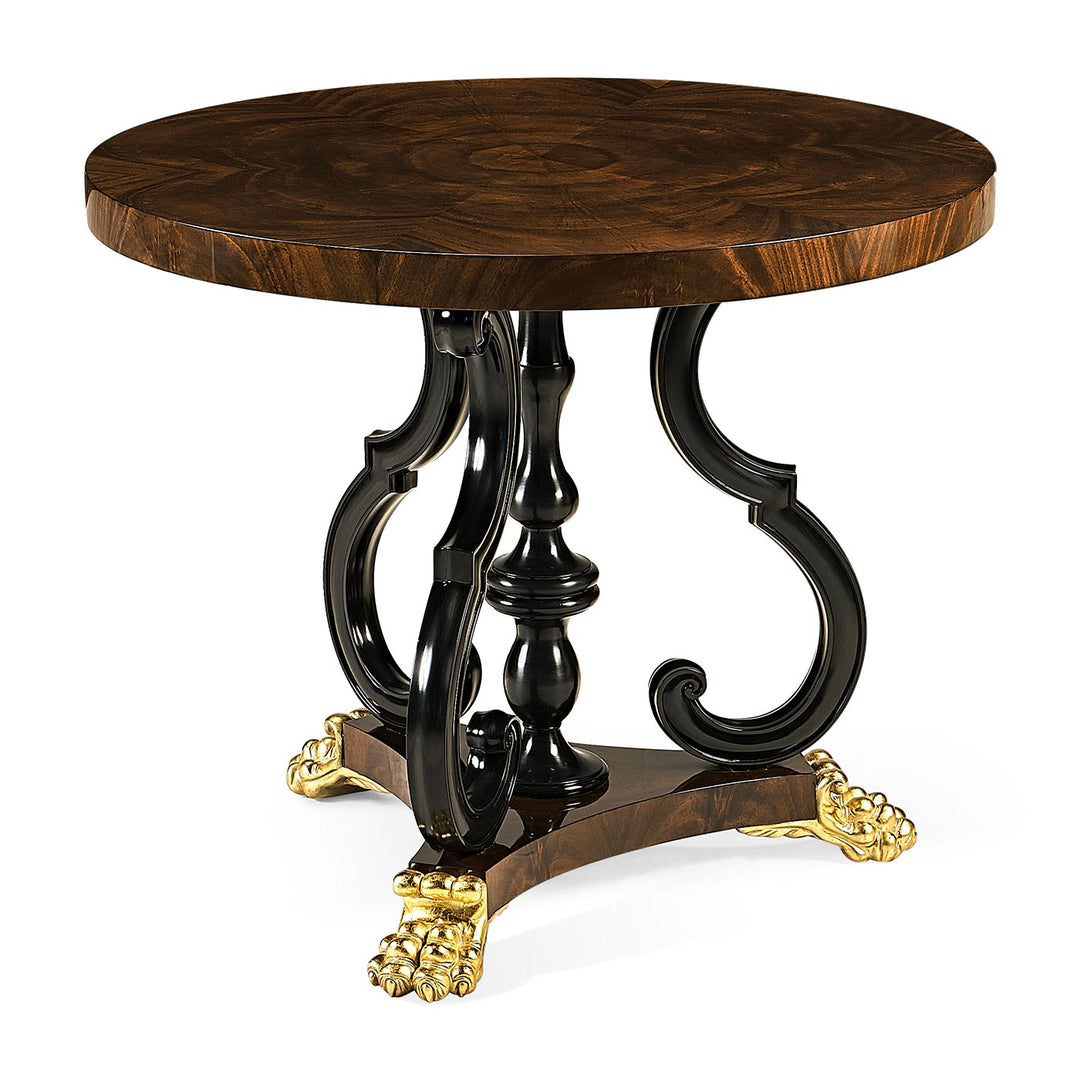 Mahogany centre table with gilded lions paw feet - Jonathan Charles