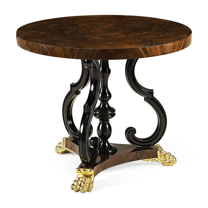 Mahogany centre table with gilded lions paw feet - Jonathan Charles
