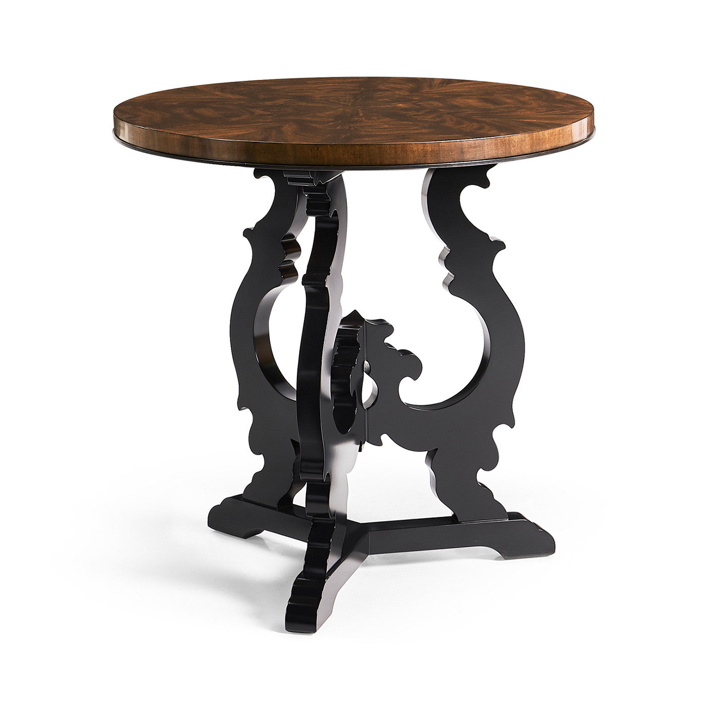 Brown mahogany end table with black painted base - Jonathan Charles