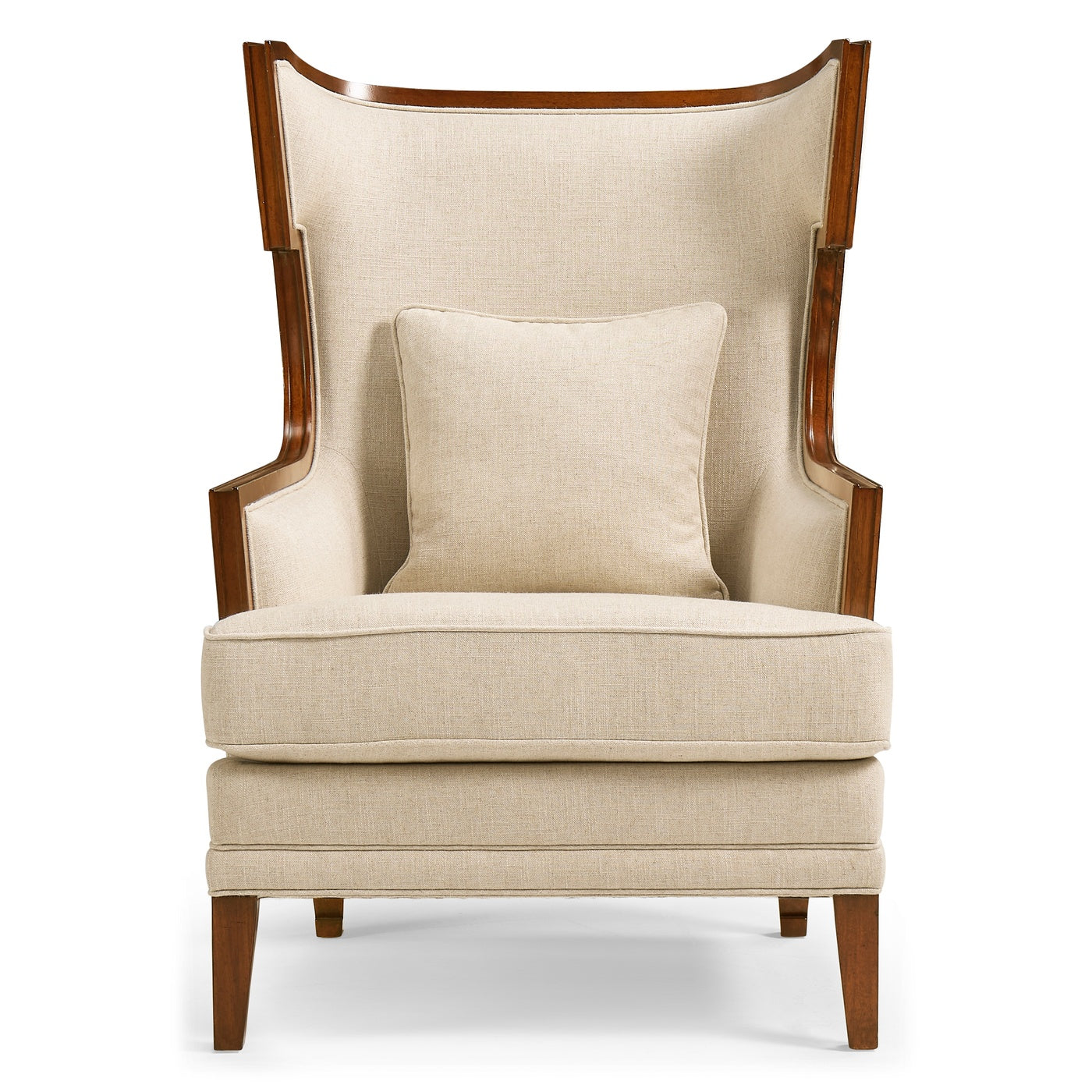 Walnut Greek Revival Armchair in Linen - Jonathan Charles