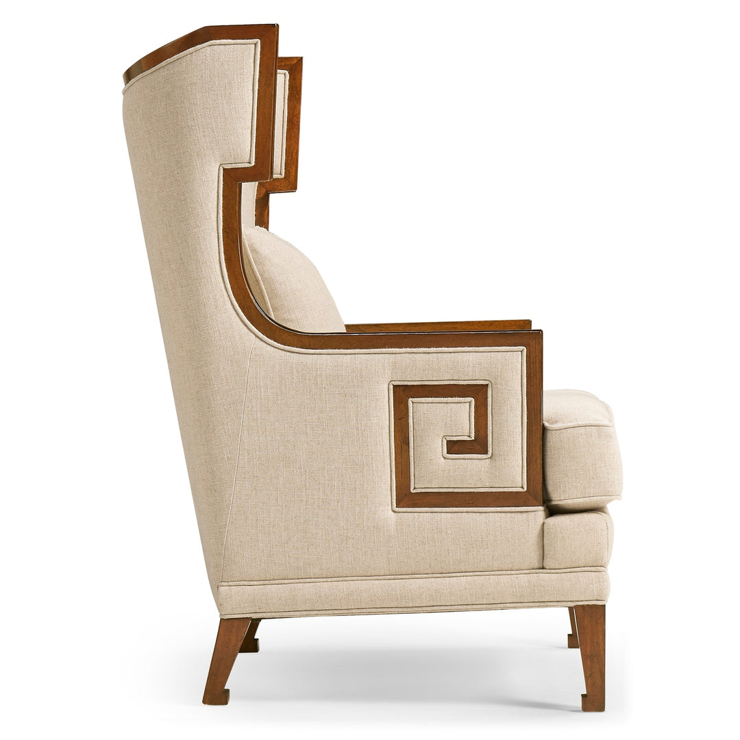 Walnut Greek Revival Armchair in Linen - Jonathan Charles