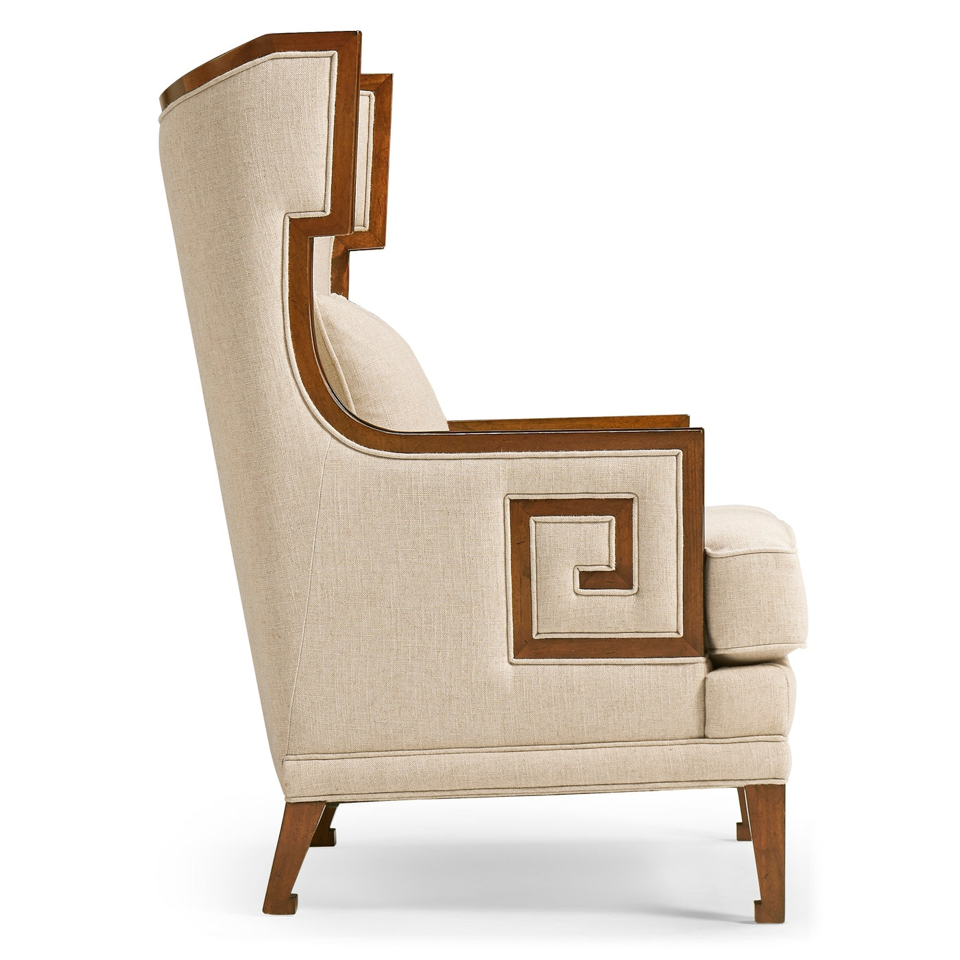 Walnut Greek Revival Armchair in Linen - Jonathan Charles