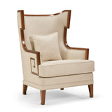 Walnut Greek Revival Armchair in Linen - Jonathan Charles