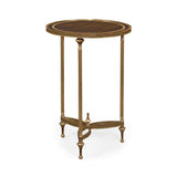 Small Round Dark Santos & Brass End Table - Jonathan Charles