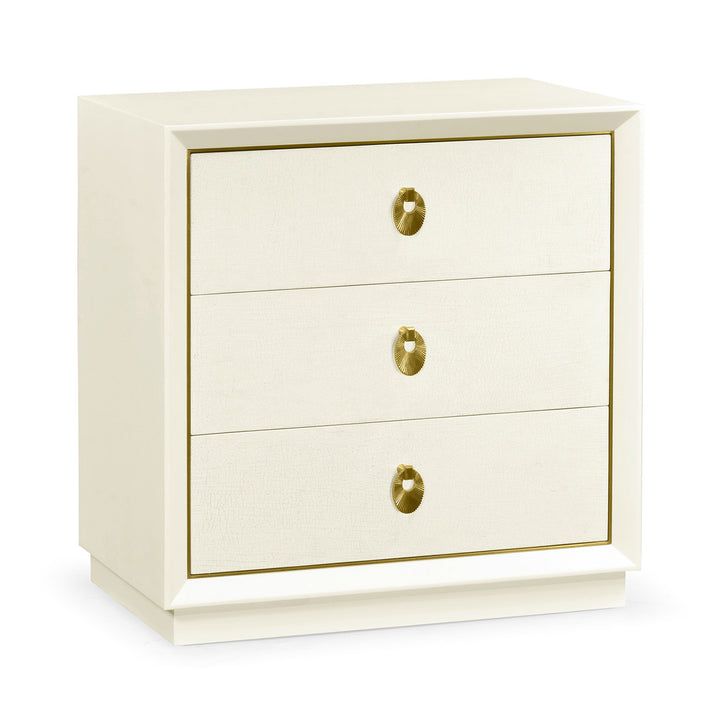 Small Chest of Three Drawers Crackle Ceramic Lacquer - Jonathan Charles