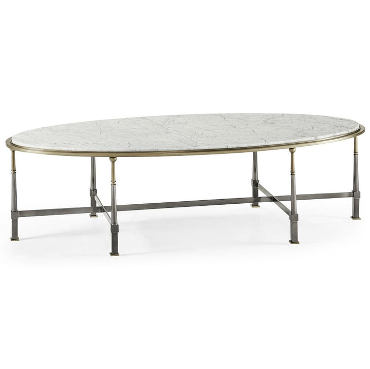 Oval Coffee Table with Carrara Marble