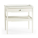 Lacquered White Side Table with Drawer - Jonathan Charles