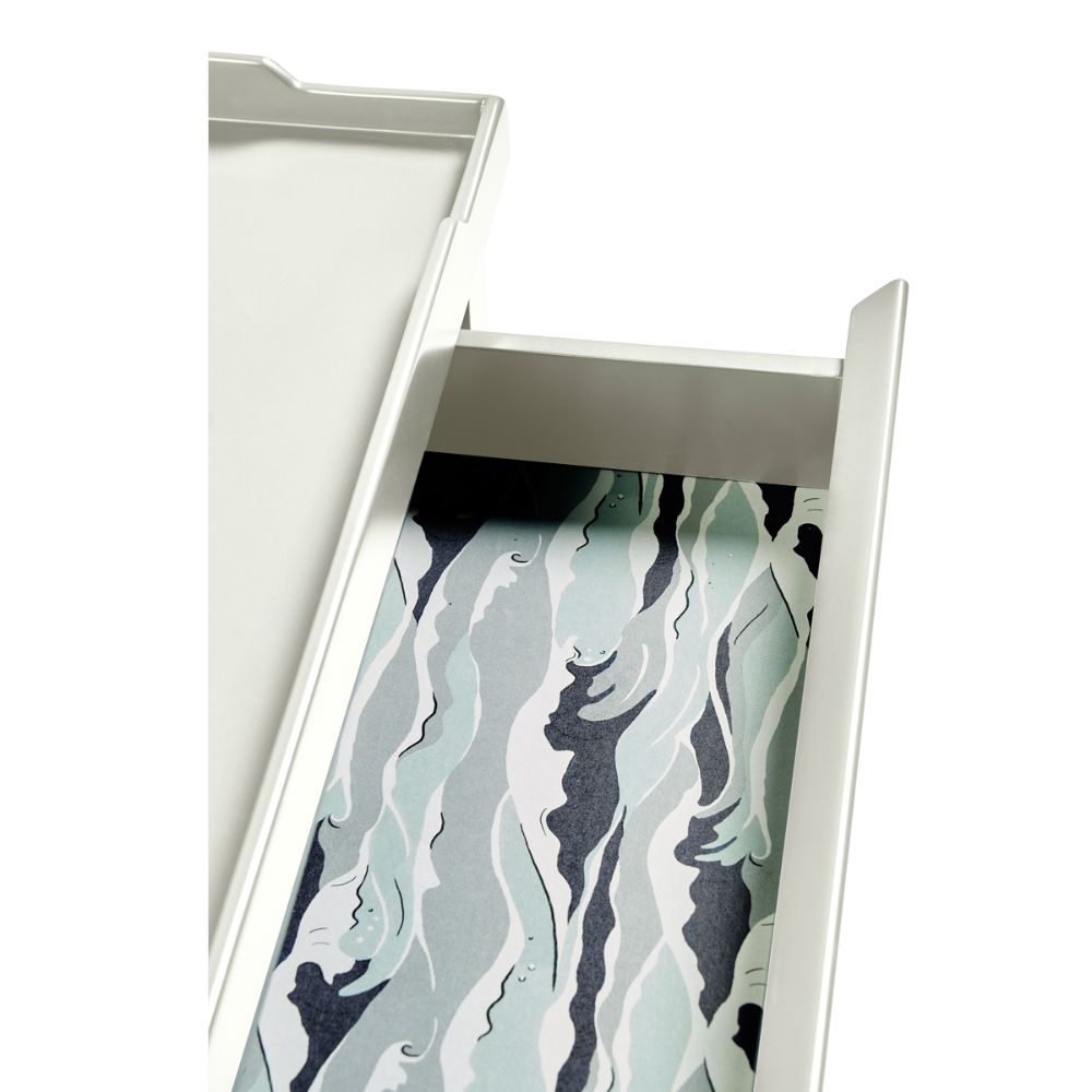 Lacquered White Side Table with Drawer