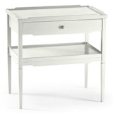 Lacquered White Side Table with Drawer