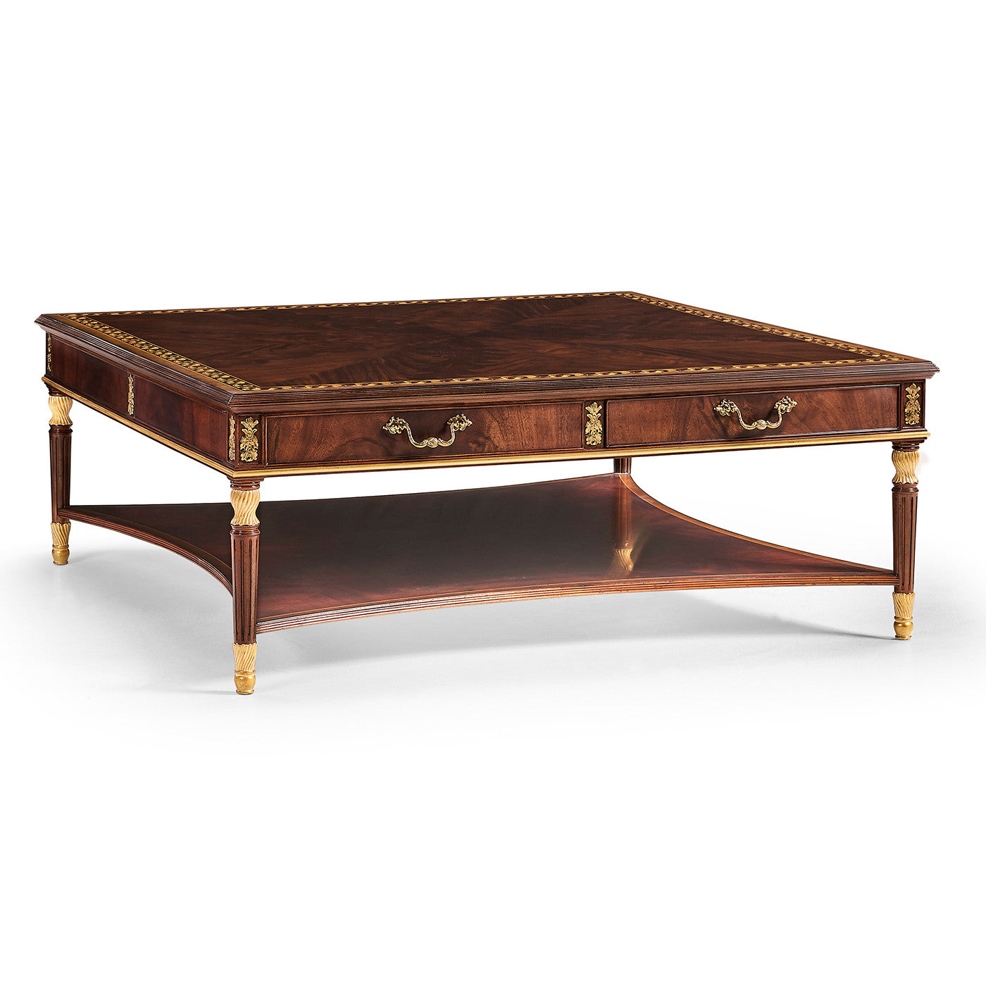 Mahogny William IV style förgyllt fyrkantigt soffbord