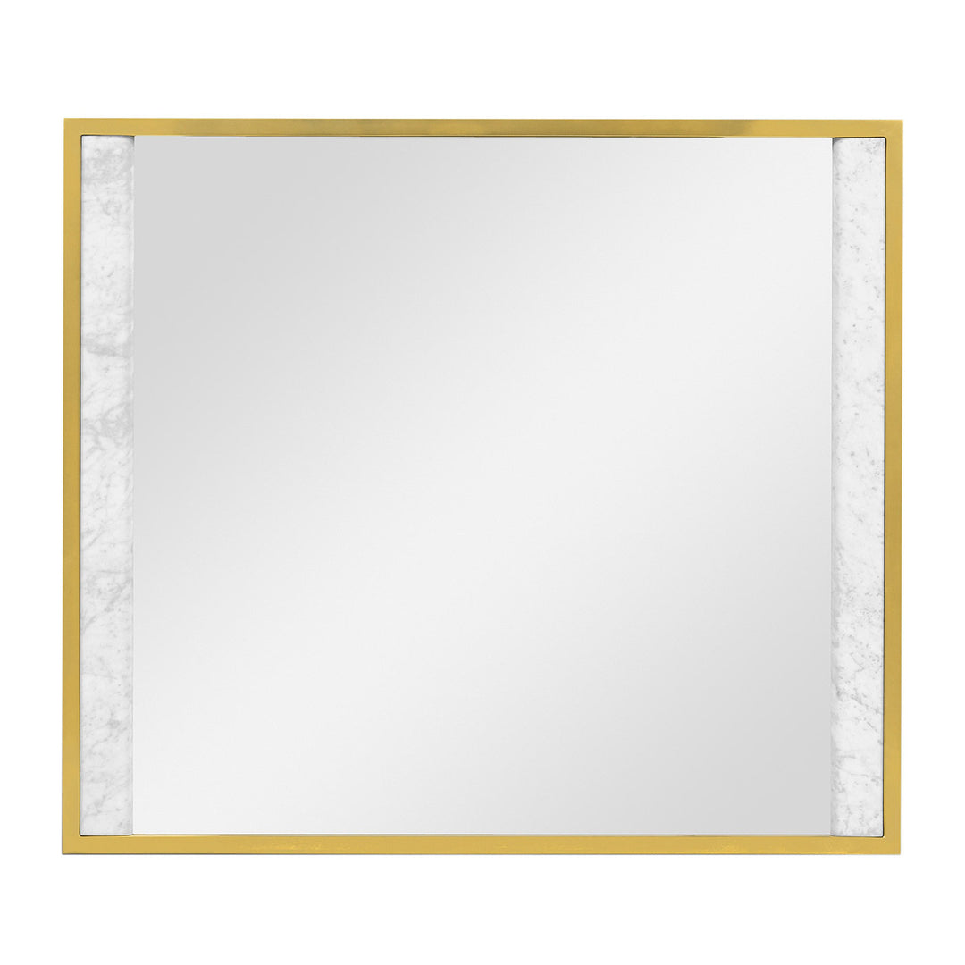 Square Wall Mirror with White Marble Edge - Jonathan Charles