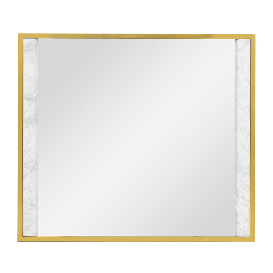 Square Wall Mirror with White Marble Edge