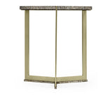 Geometric Round Oak & Brass End Table