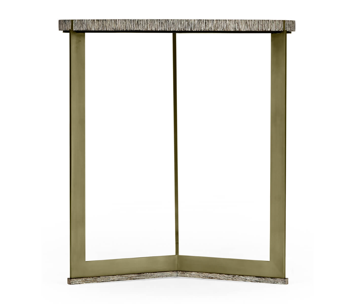 Geometric Round Oak & Brass End Table