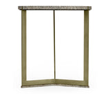 Geometric Round Oak & Brass End Table