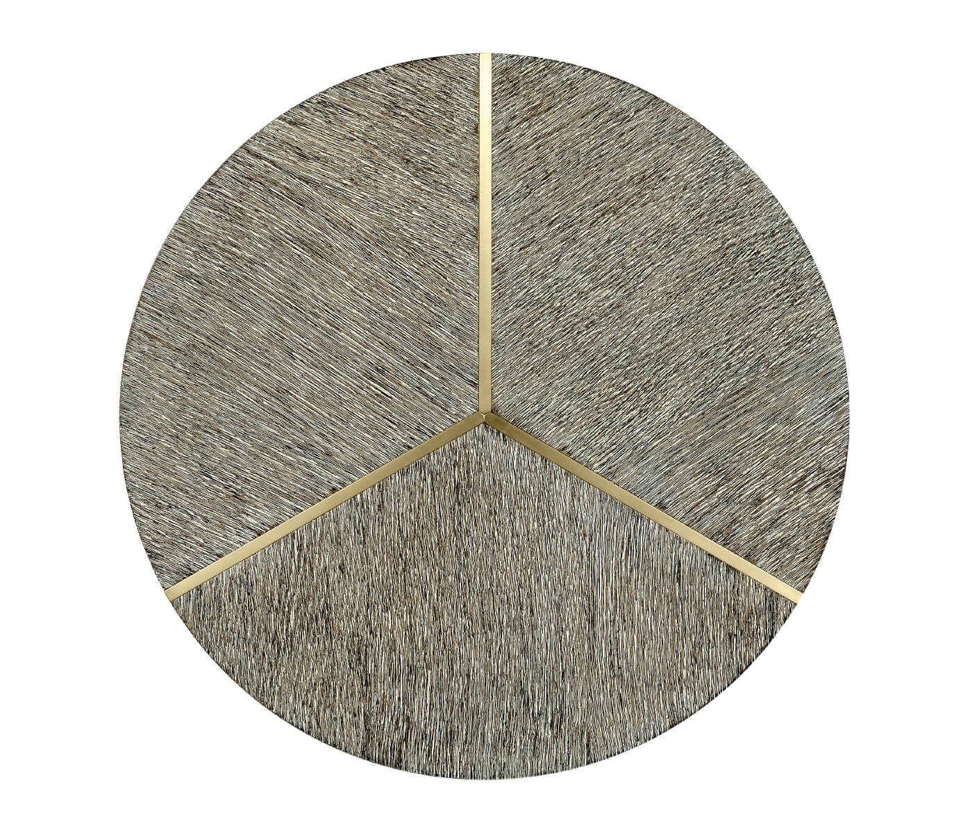 Geometric Round Oak & Brass End Table