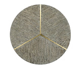 Geometric Round Oak & Brass End Table