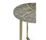 Geometric Round Oak & Brass End Table