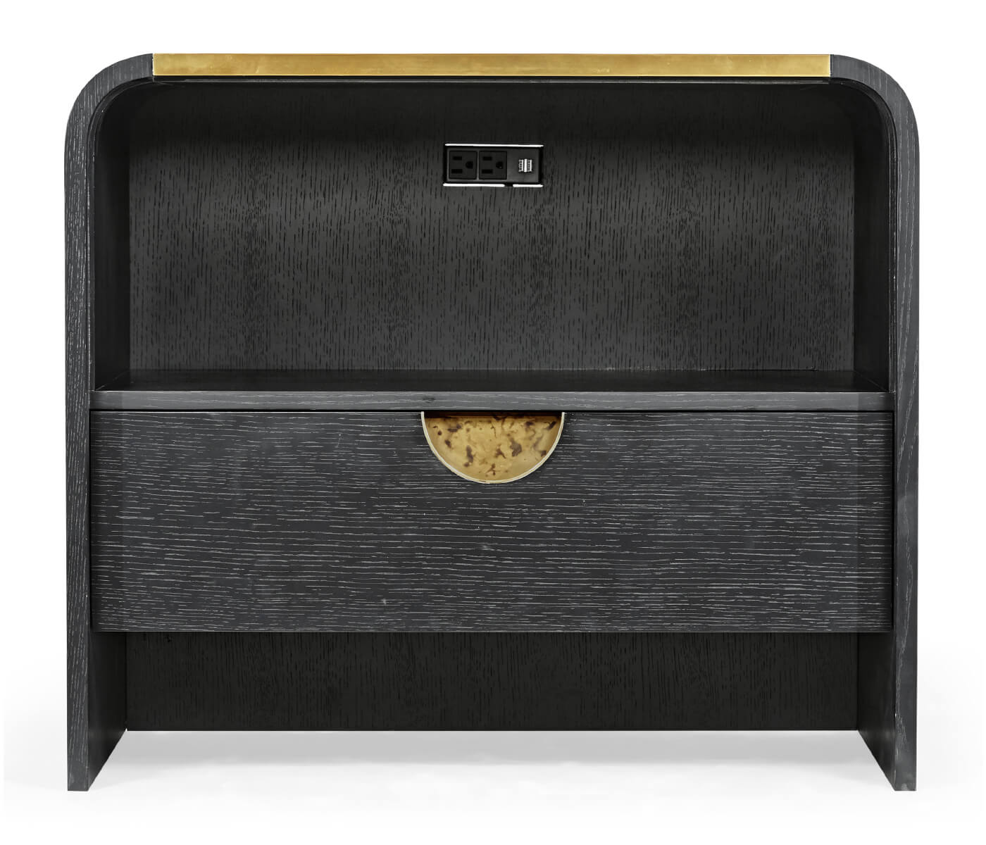 Ebonised Oak Curved Bedside Cabinet