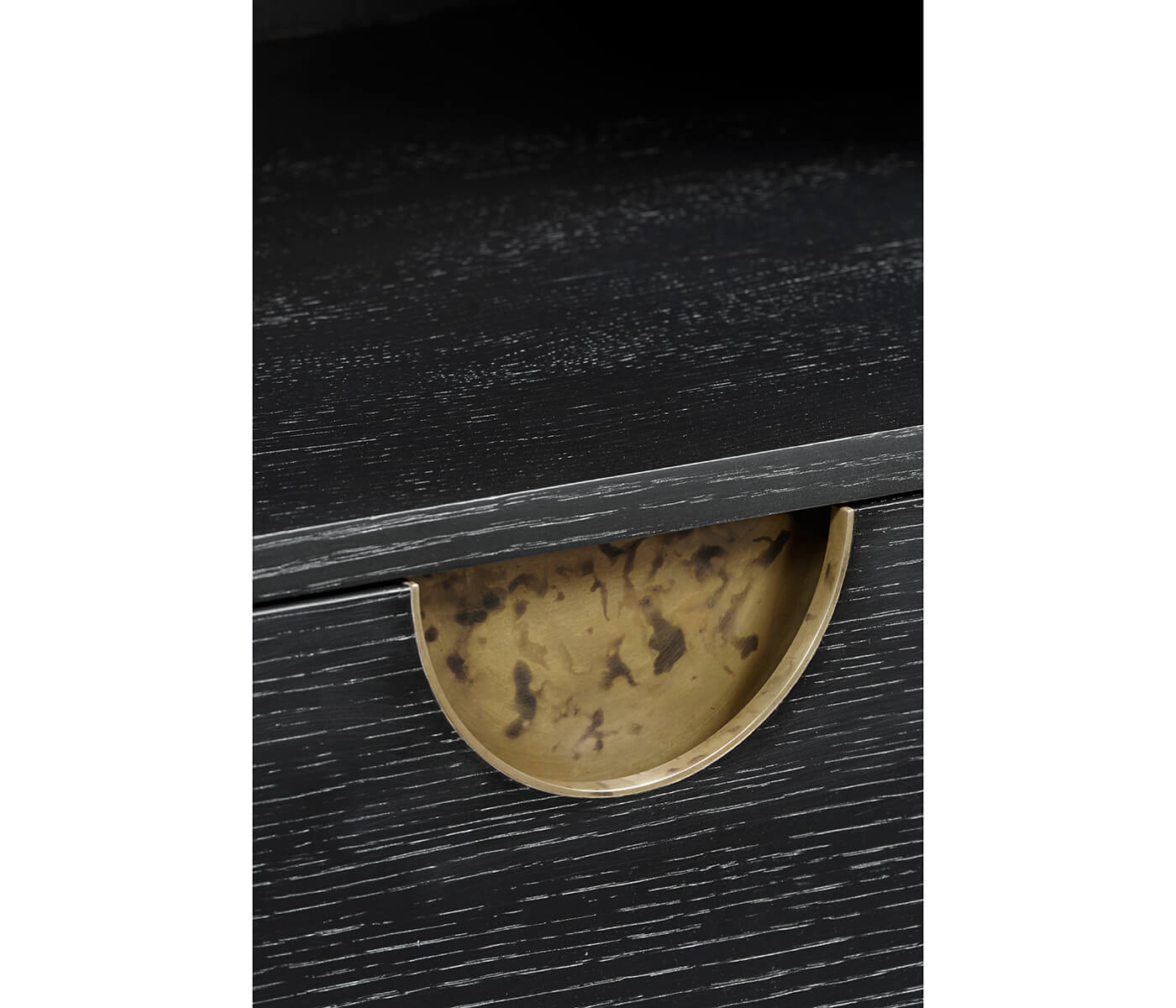 Ebonised Oak Curved Bedside Cabinet