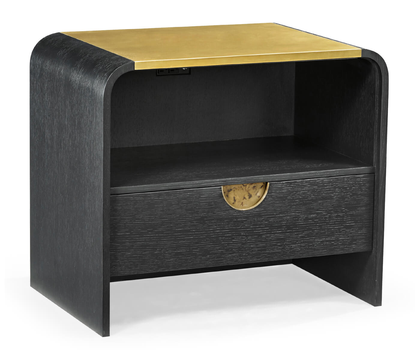 Ebonised Oak Curved Bedside Cabinet