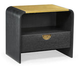 Ebonised Oak Curved Bedside Cabinet