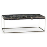 Rectangular Iron Coffee Table with a Black Marble Top - Jonathan Charles