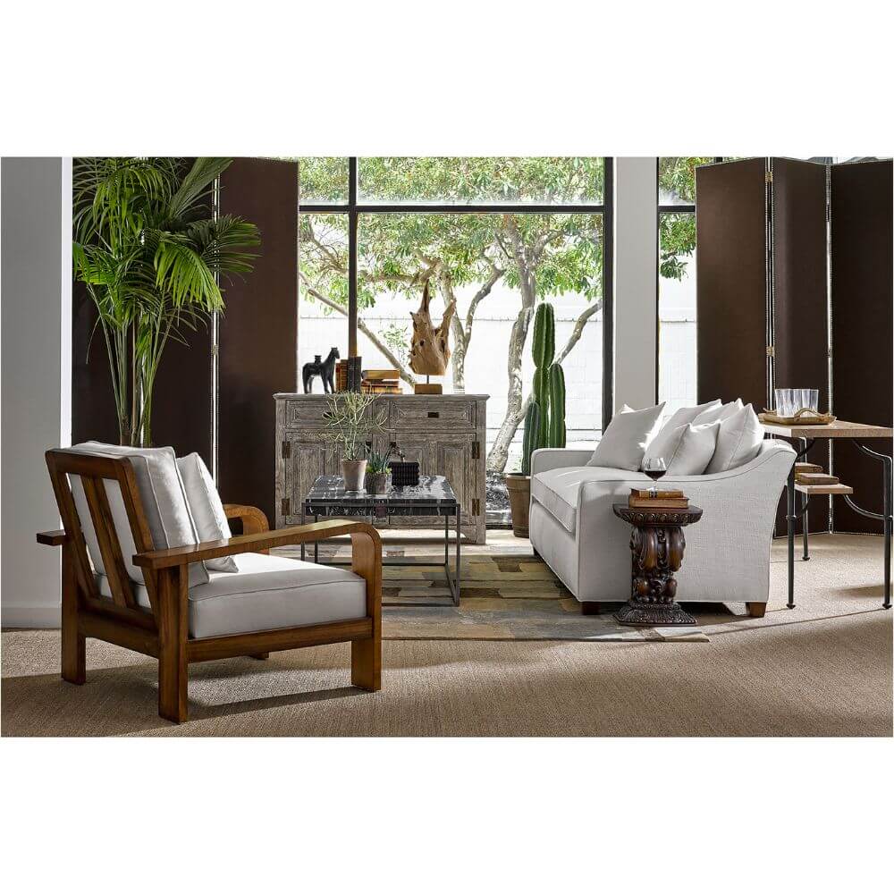 Rectangular Iron Coffee Table with a Black Marble Top