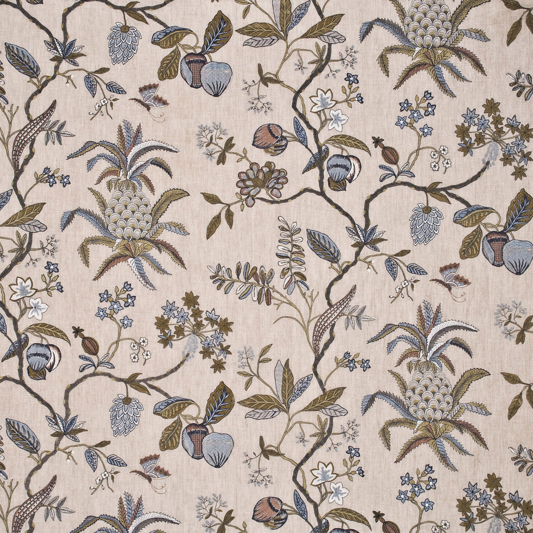 Exotic Pineapple Linen Tygprov - Sage/Dove