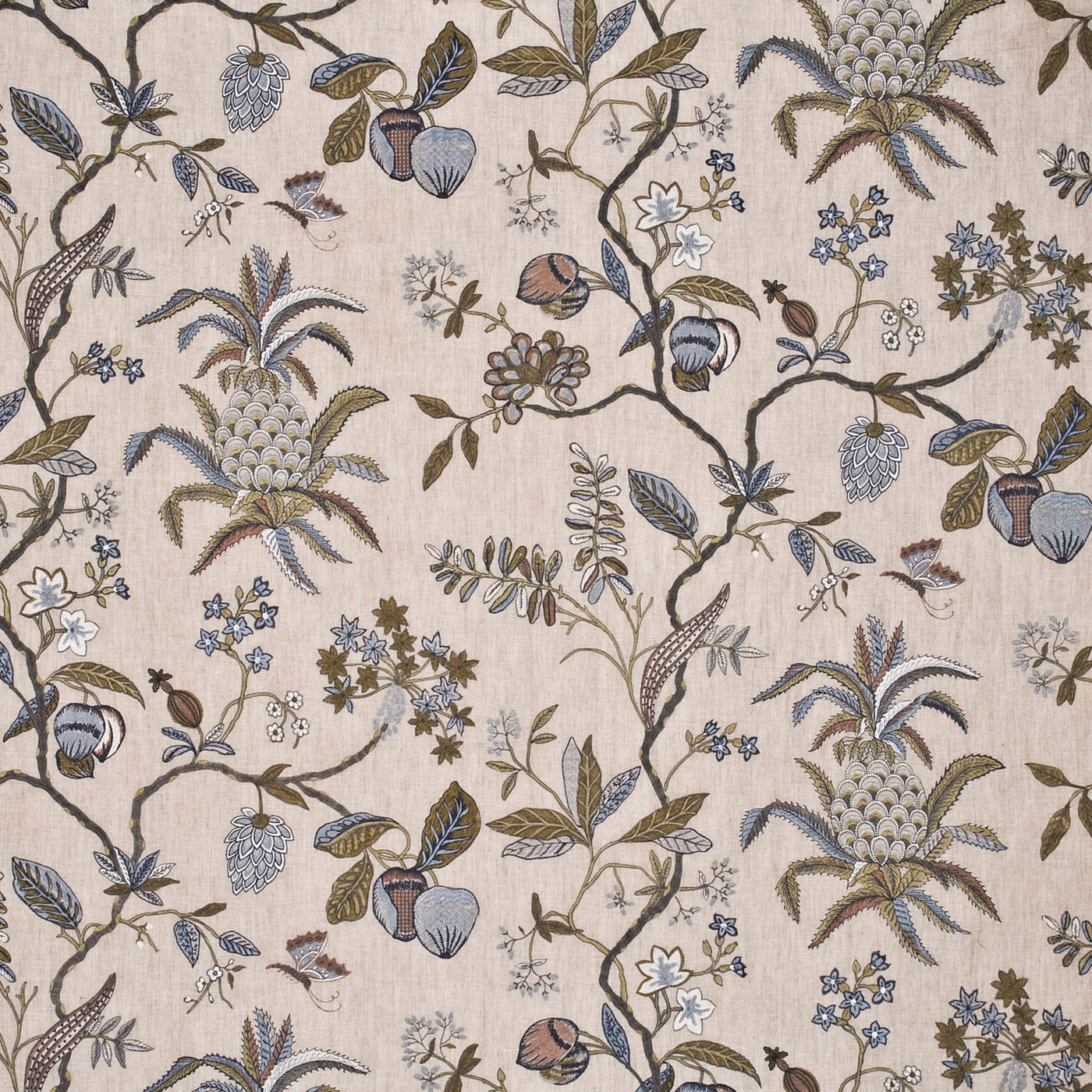 Exotic Pineapple Linen Tygprov - Sage/Dove